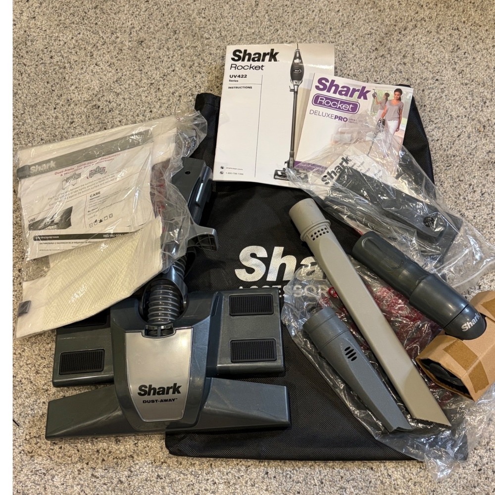 Shark Rocket UV422 DeluxePro Vacuum Accessory Kit Dust-Away Tools Bag Manuals